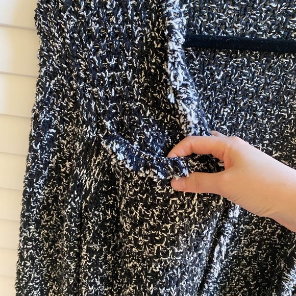 Ann Taylor Long Black and White Cardigan Sweater with Frayed edges - Picture 3 of 6